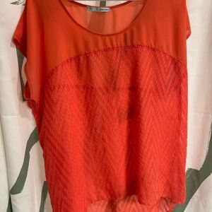 Maurices Vibrant Coral Sheer Blouse